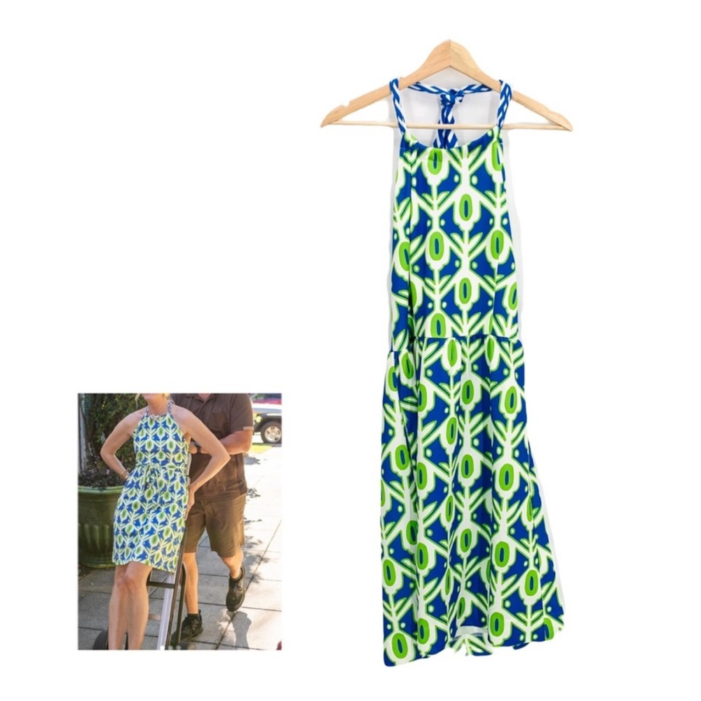 CK Bradley Halter Top Jersey Knit MIDI Dress In The Larkin Print Size XS